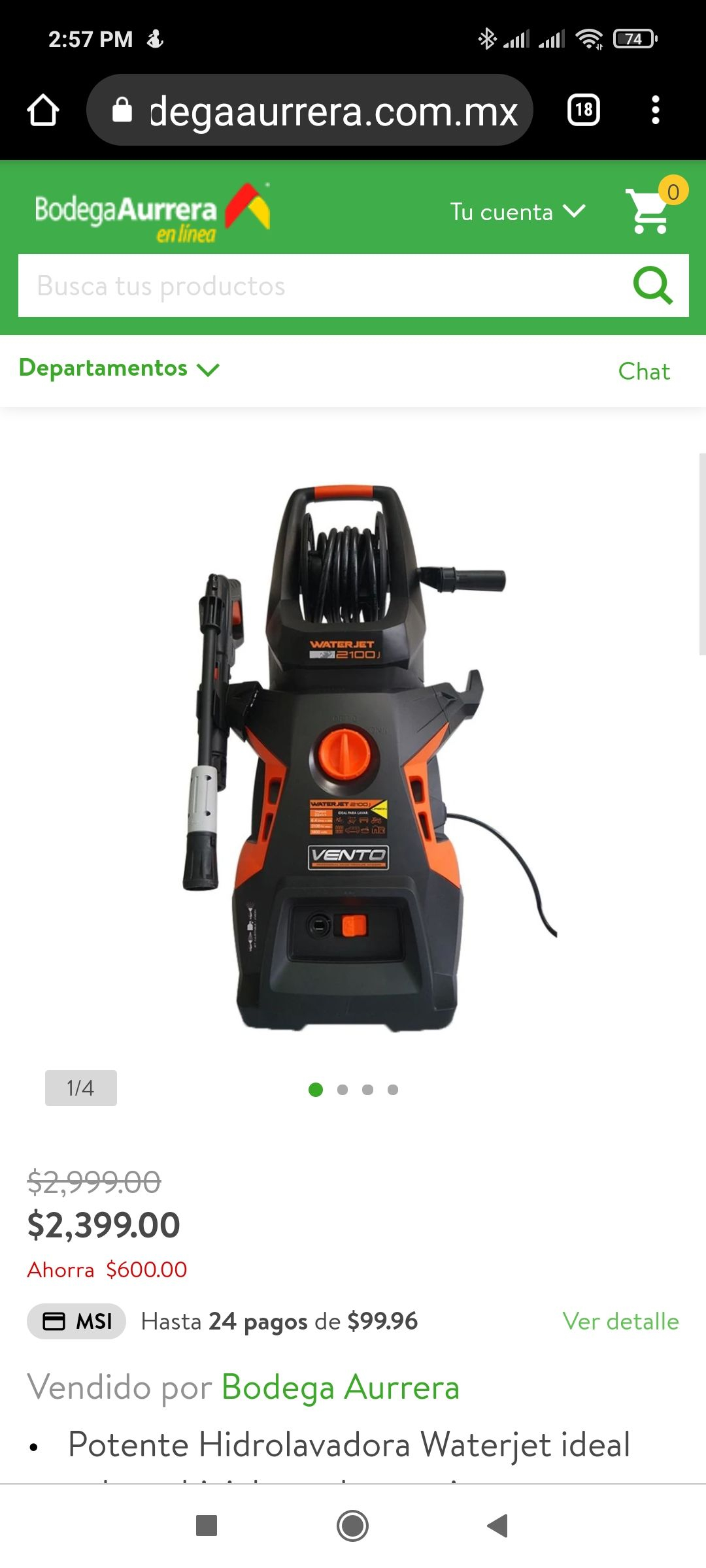 Walmart: Hidrolavadora Vento Waterjet 2100J - promodescuentos.com