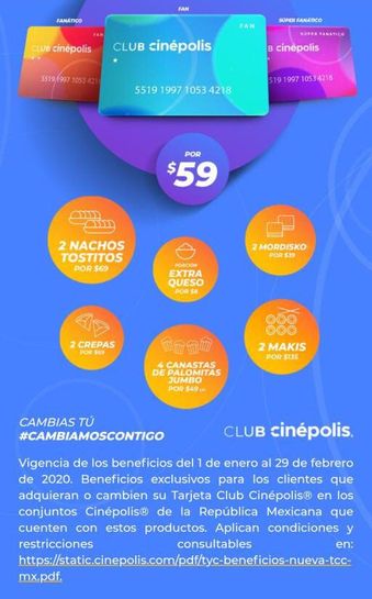 Cinépolis: Tarjeta Club Cinépolis por $19 