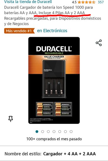 DURACELL - Cargador premium pilas recargables, carga extra rápida  compatible con baterías DURACELL AA y AAA NiMH, incluye 1 cargador + 4  pilas AA