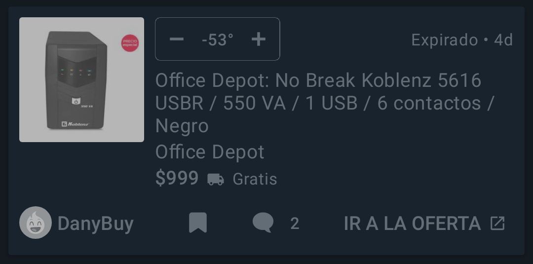 Office Depot: Regulador No Break Koblenz 5616 USBR 