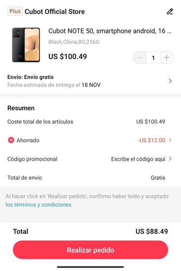 AliExpress: Celular Cubot Note 50 16/256GB- Enviado desde México - Leer  descripción 