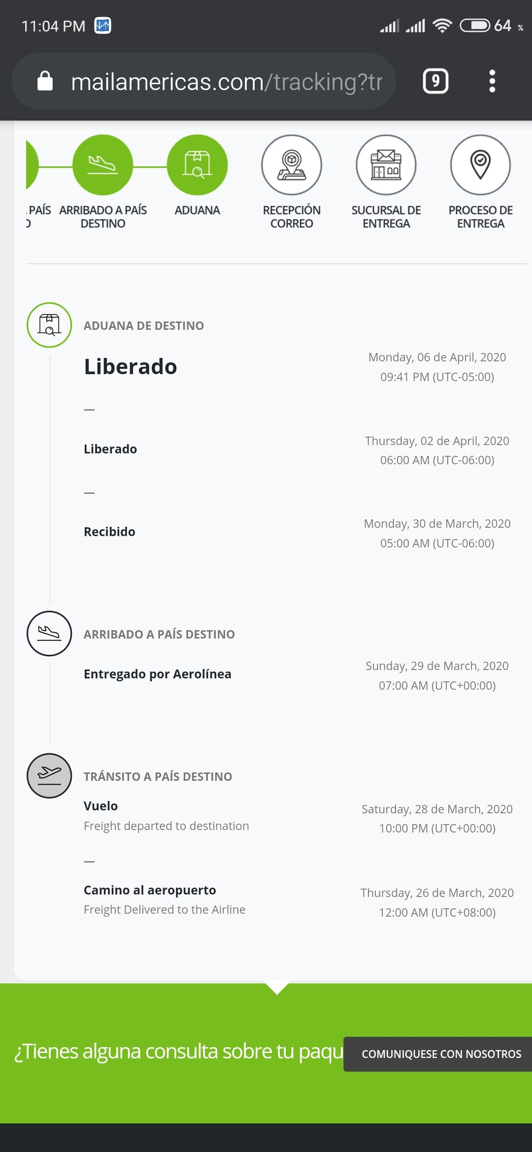 Actualizacion De Estatus De Aduana Dhl