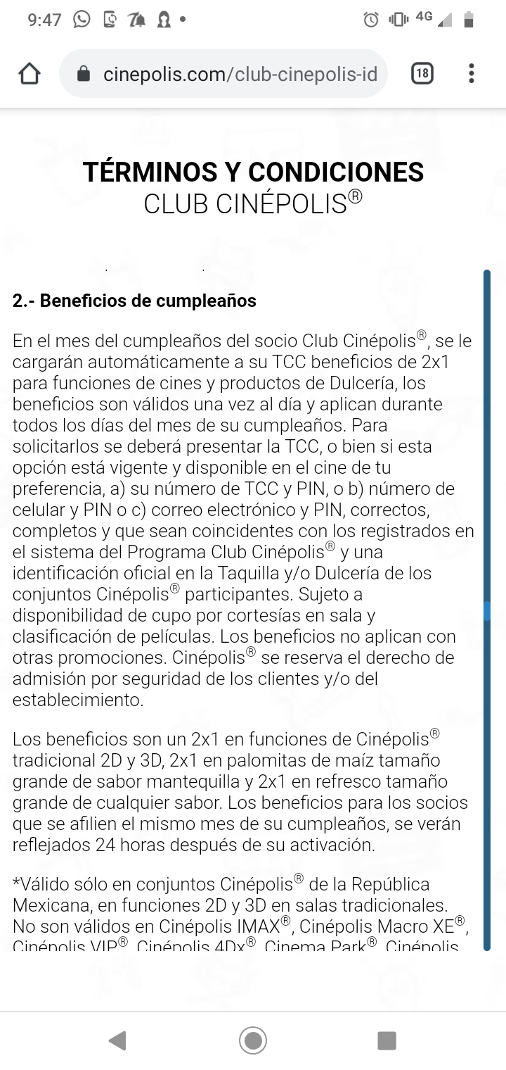Club Cinépolis Beneficios de cumpleaños 2 x 1 retroactivos -  