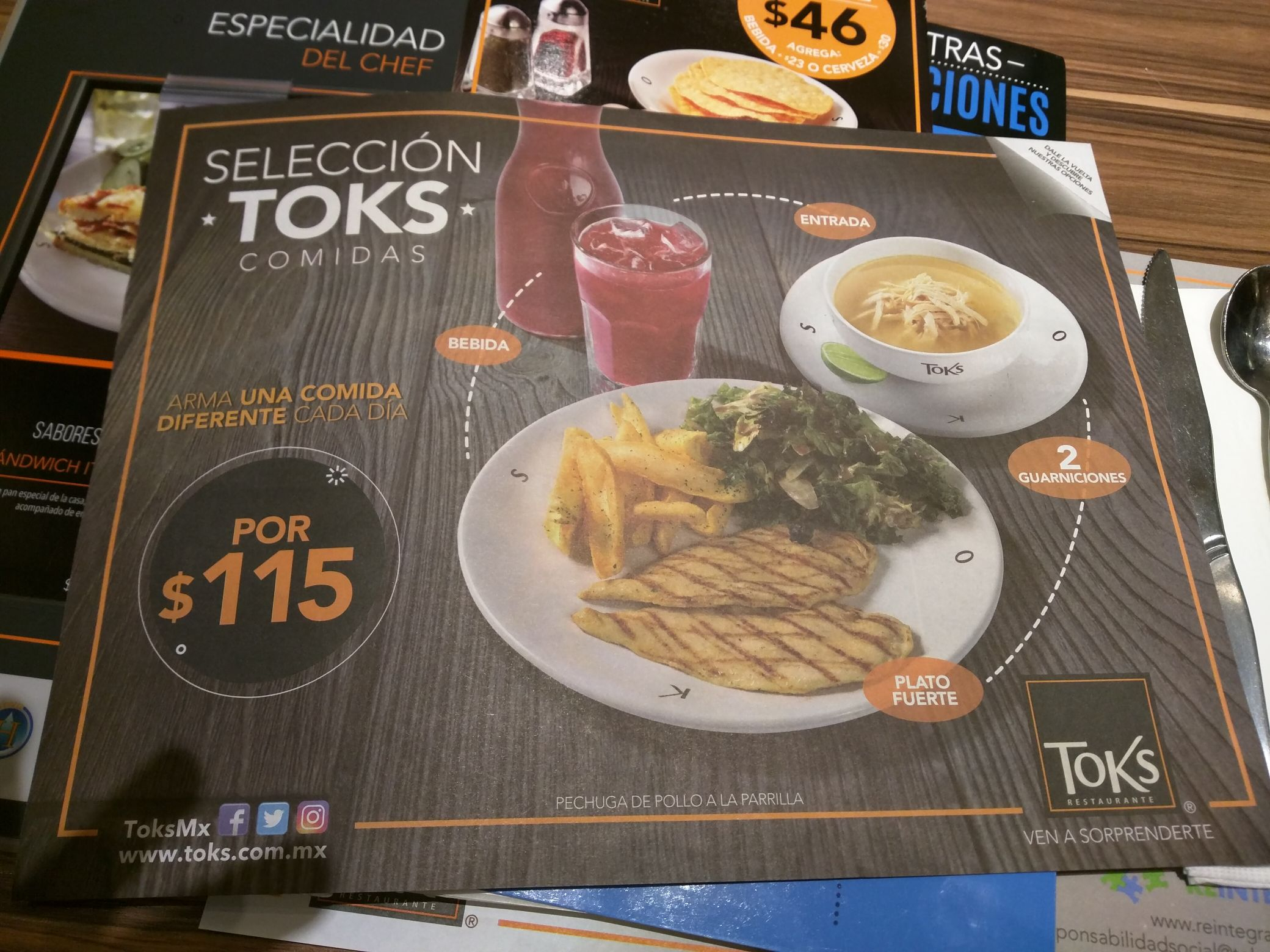 Toks Cuautitlán Izcalli: Selección comidas por $115 