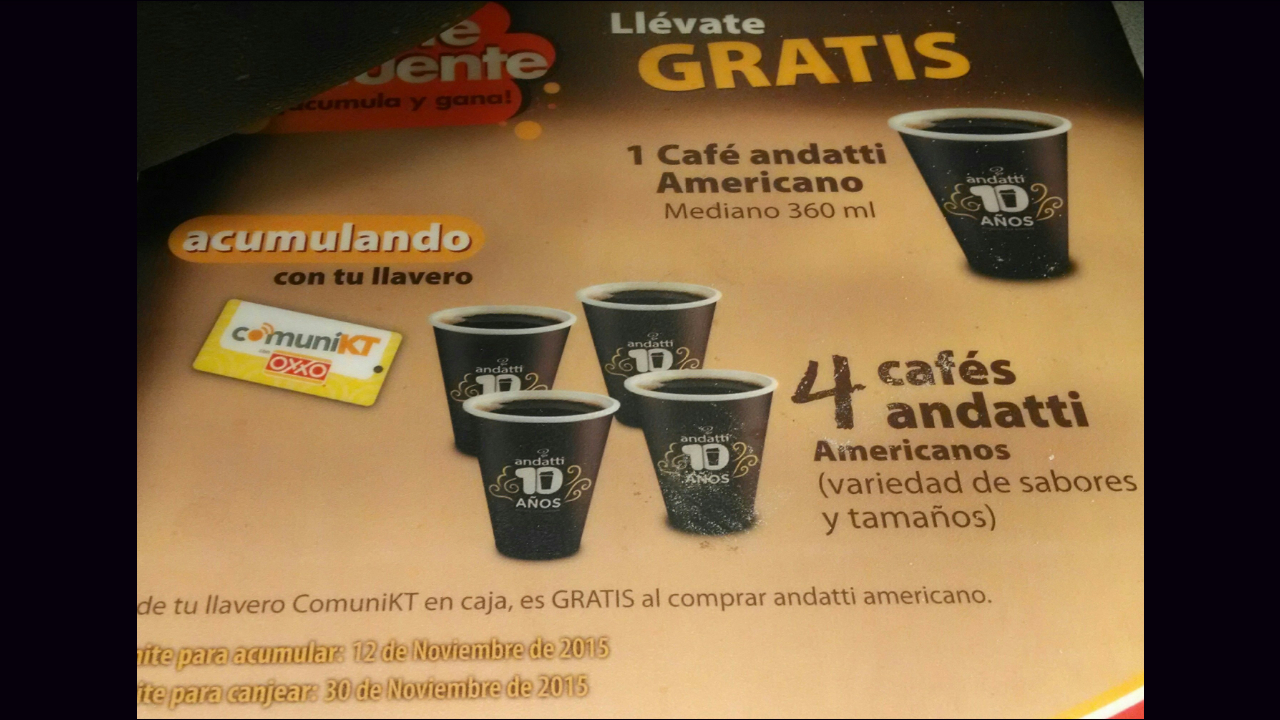 Oxxo Acumula compras de Andatti y obtén un café gratis