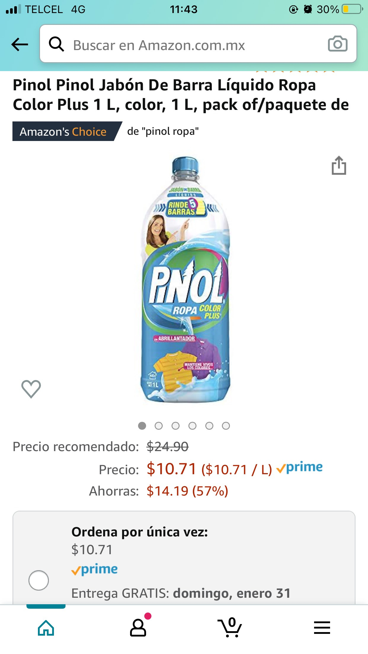 Amazon: Pinol detergente liquido ropa de color - promodescuentos.com