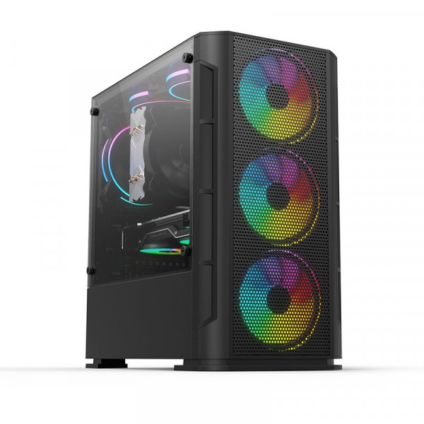 CyberPuerta Gabinete Yeyian Haizen 2500 con Ventana, Midi-Tower, Micro ATX/Mini-ATX, USB 3.0, sin Fuente, Negro