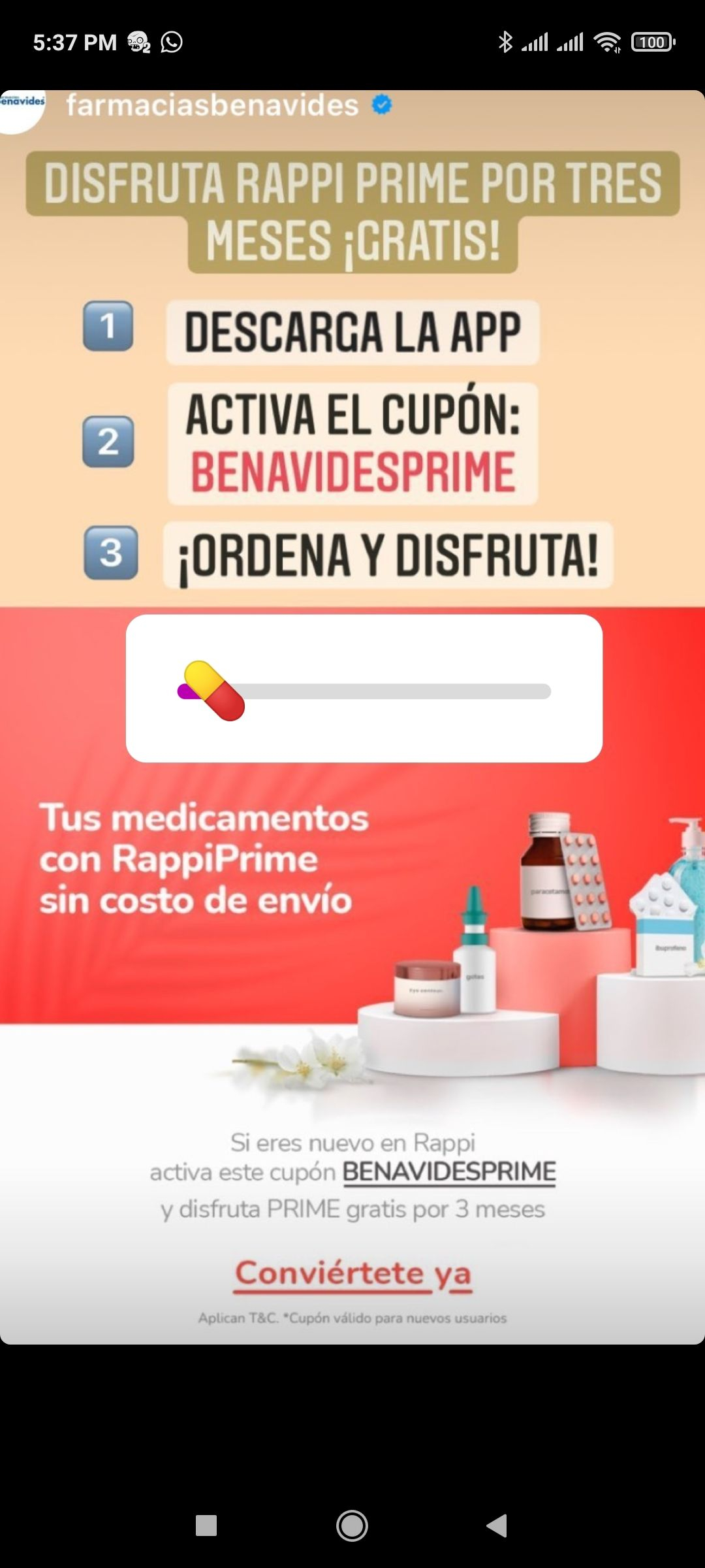 3 Meses de Rappi prime gratis