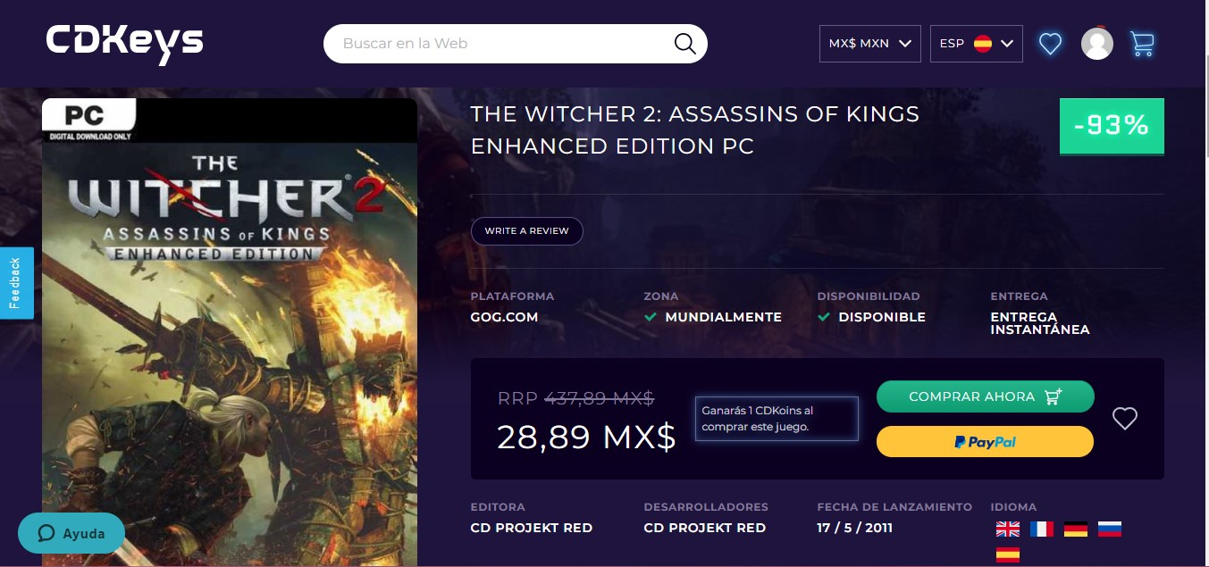 CDKeys THE WITCHER 2: ASSASSINS OF KINGS ENHANCED EDITION PC