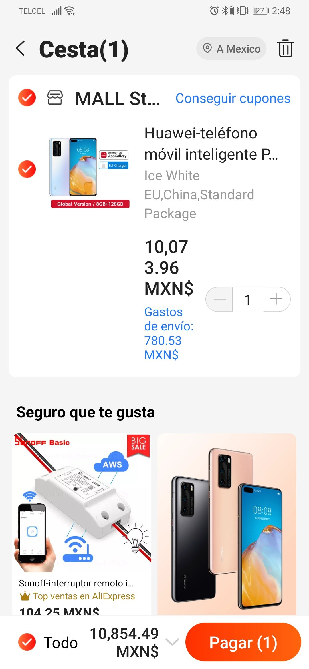 AliExpress: Huawei P40 5G versión Global, Smartphone con pantalla de 6.1 pulgadas, Kirin 990