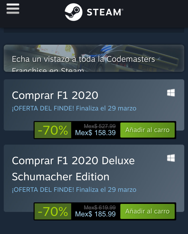 Steam: F1 2020 para PC