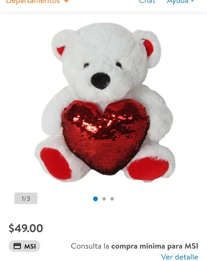 Walmart: Oso de peluche 30cm super suave con lentejuelas reversibles