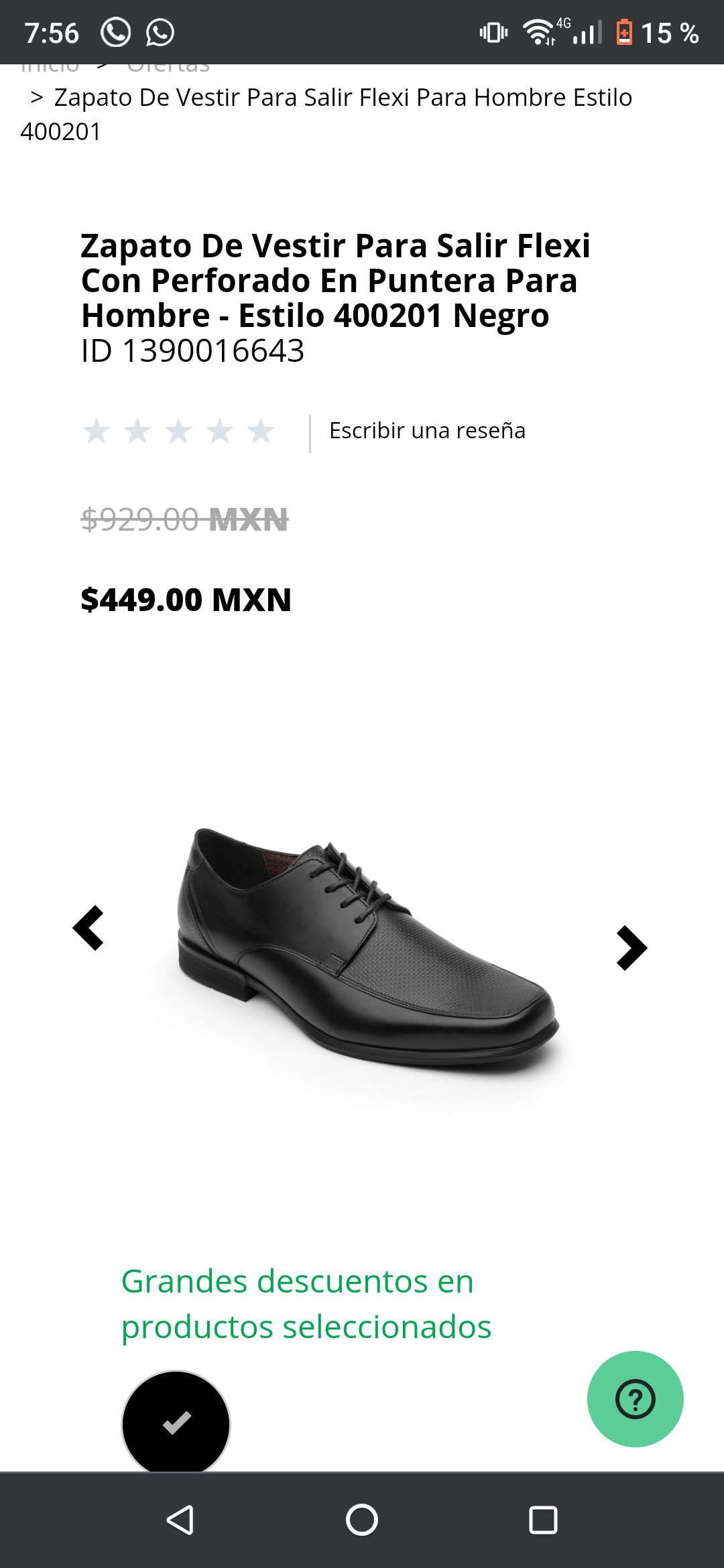 Flexi: Con Perforado En Puntera Para Hombre - Estilo 400201 Negro