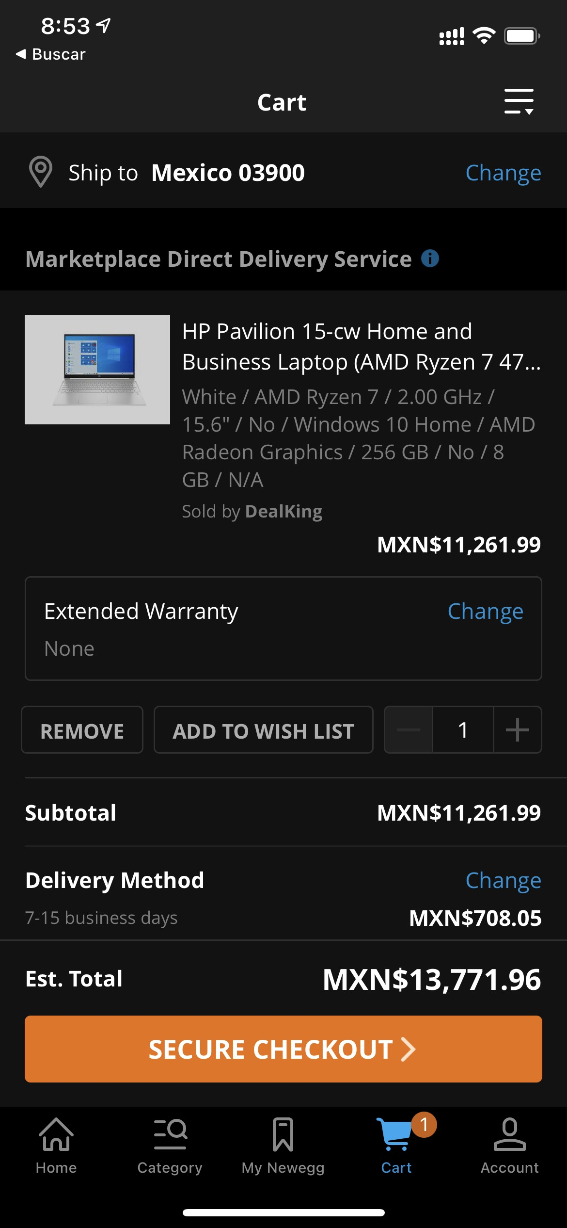 Newegg: laptop hp ryzen 7 4700u FullHD 8-core 8gb 256 ssd