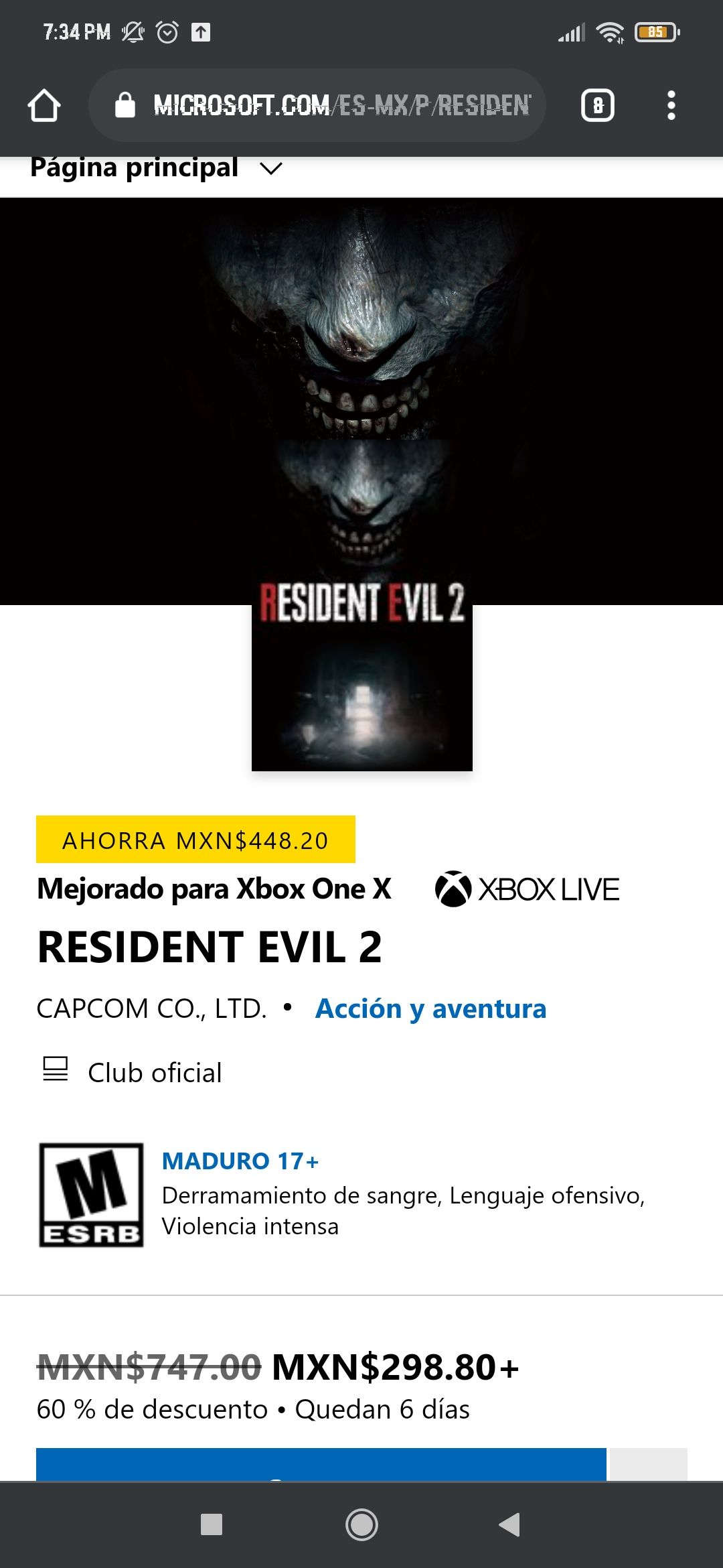 Microsoft Store: Resident Evil 2 para Xbox One