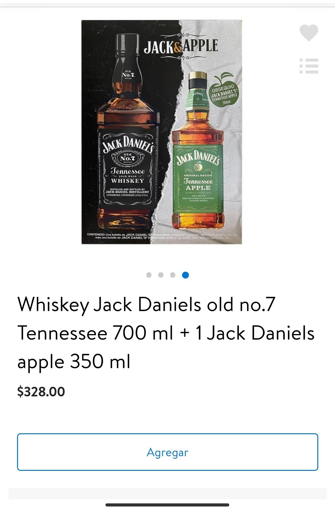 Walmart: Whiskey Jack Daniels old no.7 Tennessee 700 ml + 1 Jack Daniels apple 350 ml