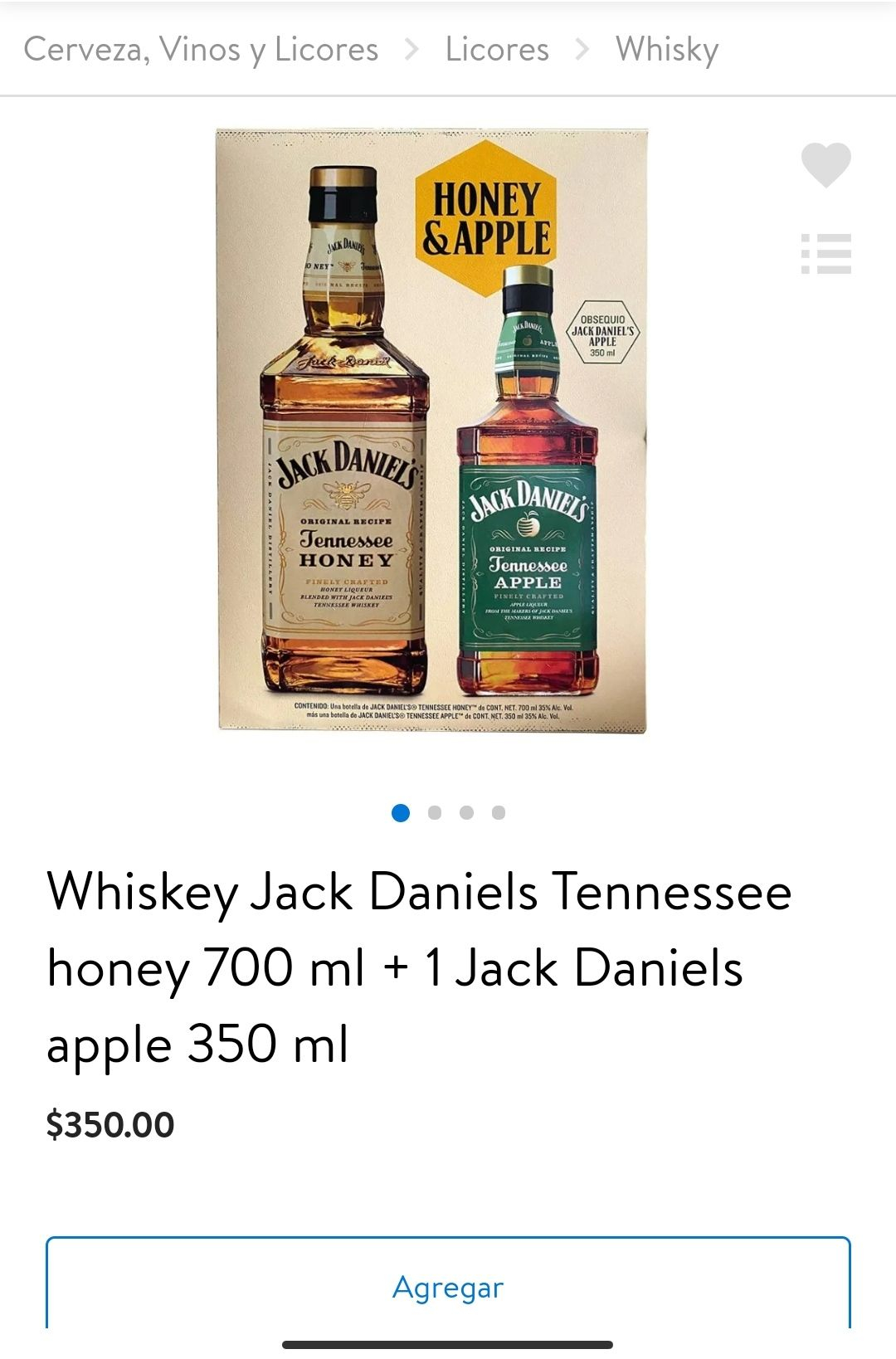 Walmart: Whiskey Jack Daniels Tennessee honey 700 ml + 1 Jack Daniels apple 350 ml