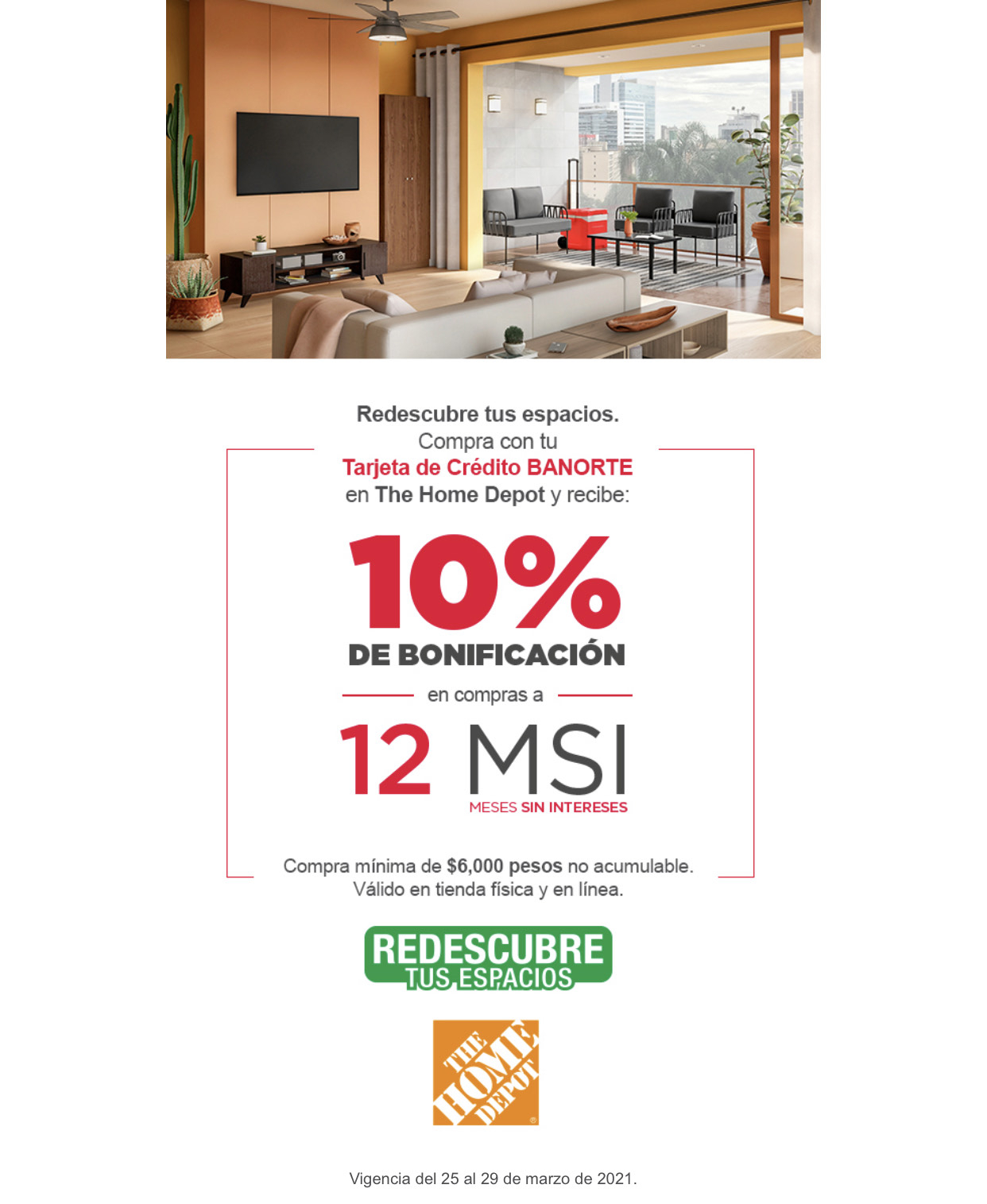 Banorte: 10% Bonificación y 12 Meses en Home Depot