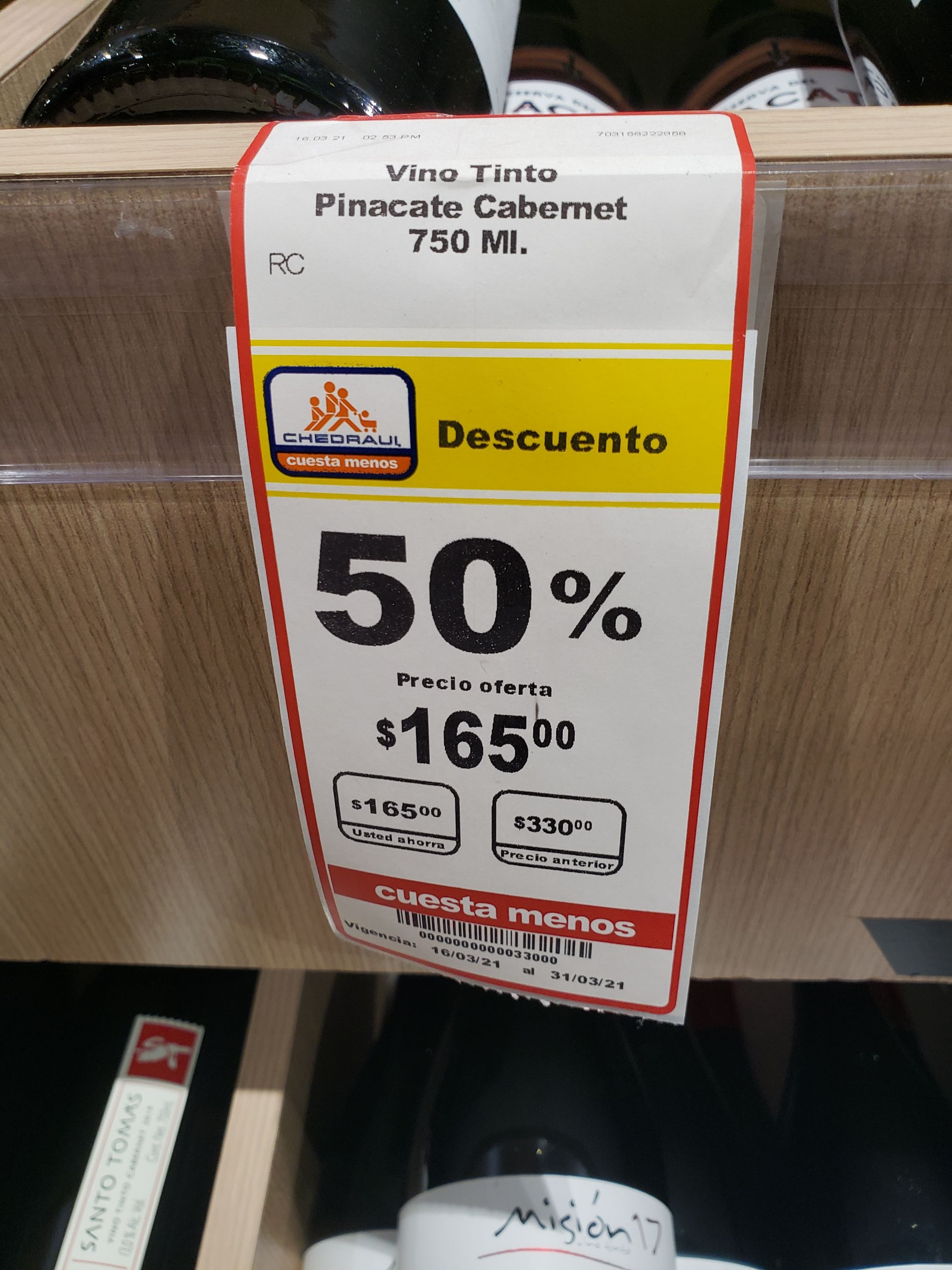 Vuno sonorense cabernet al 50% en chedraui portal veracruz