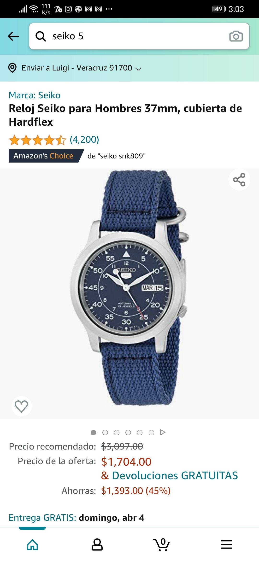 Amazon: Reloj Seiko 5