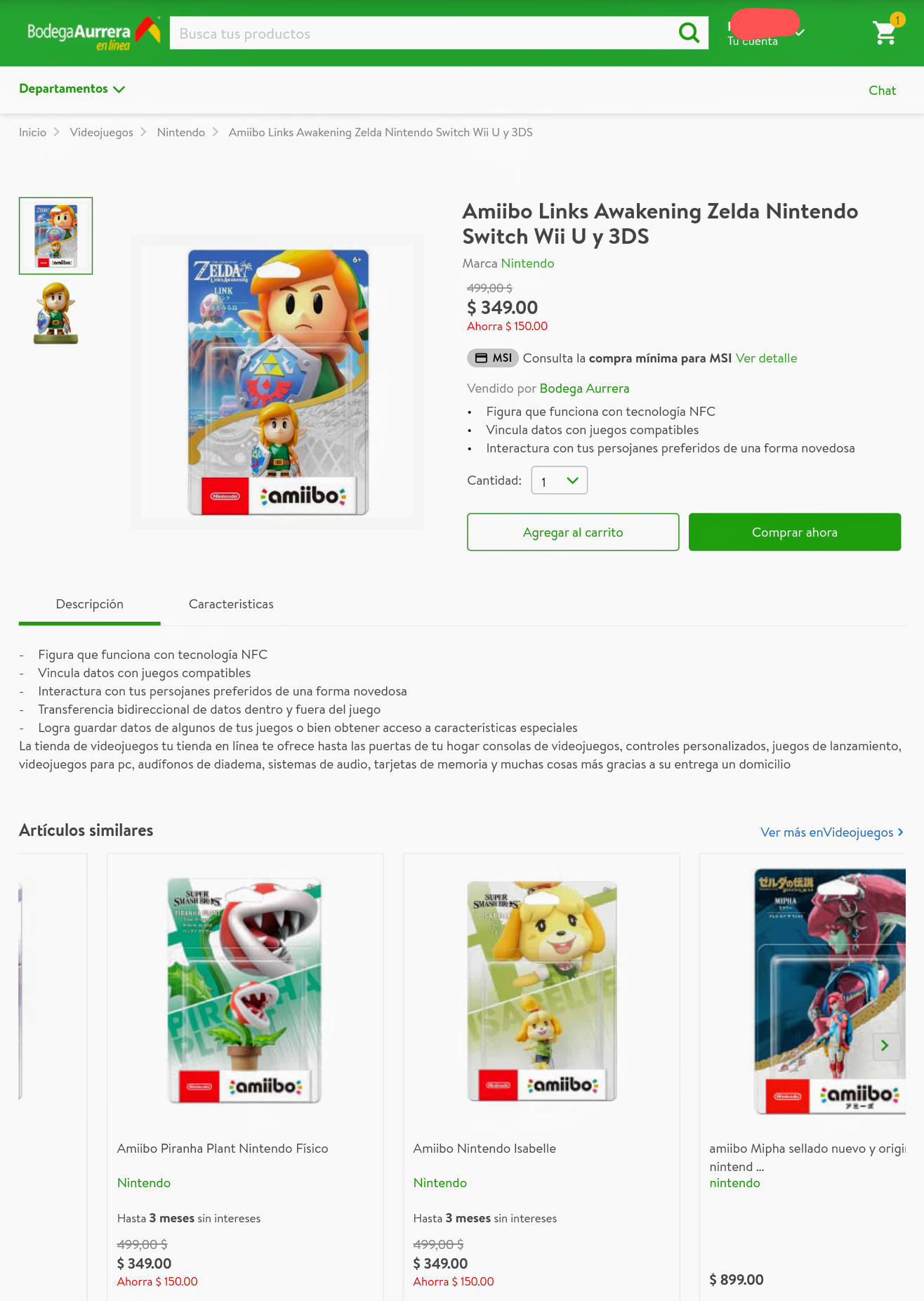 Bodega Aurrera: Amiibo de link chiquito