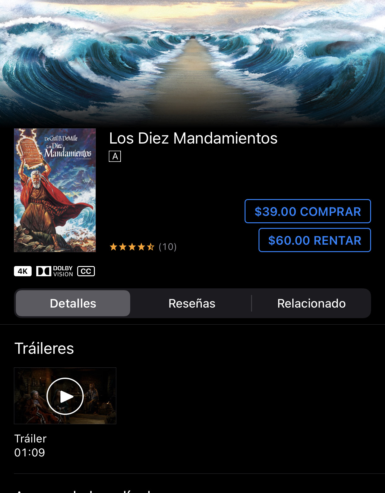 iTunes: Los 10 mandamientos 4k