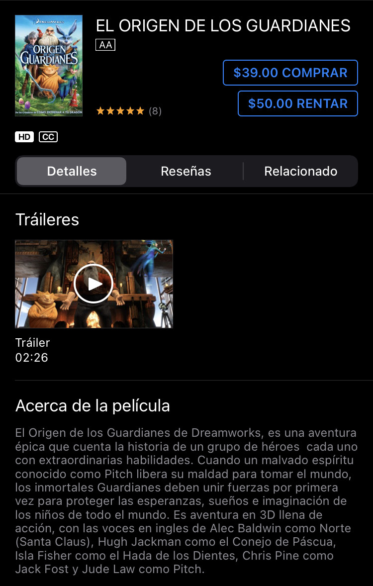 iTunes: EL ORIGEN DE LOS GUARDIANES