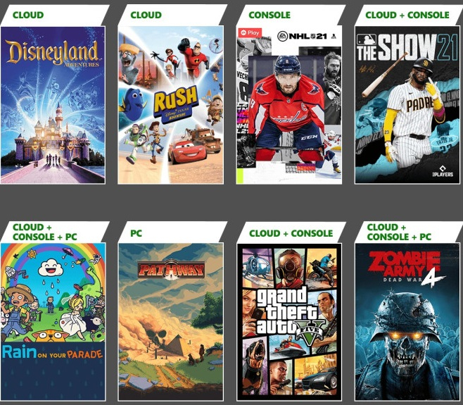 Xbox Game Pass: Grand Theft Auto V, MLB The Show 21, Zombie Army 4: Dead War, Xbox Touch Controls y otros.