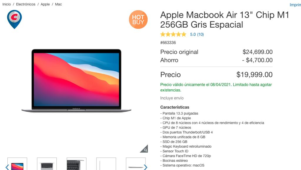 Costco: Macbook air con M1 256 gb