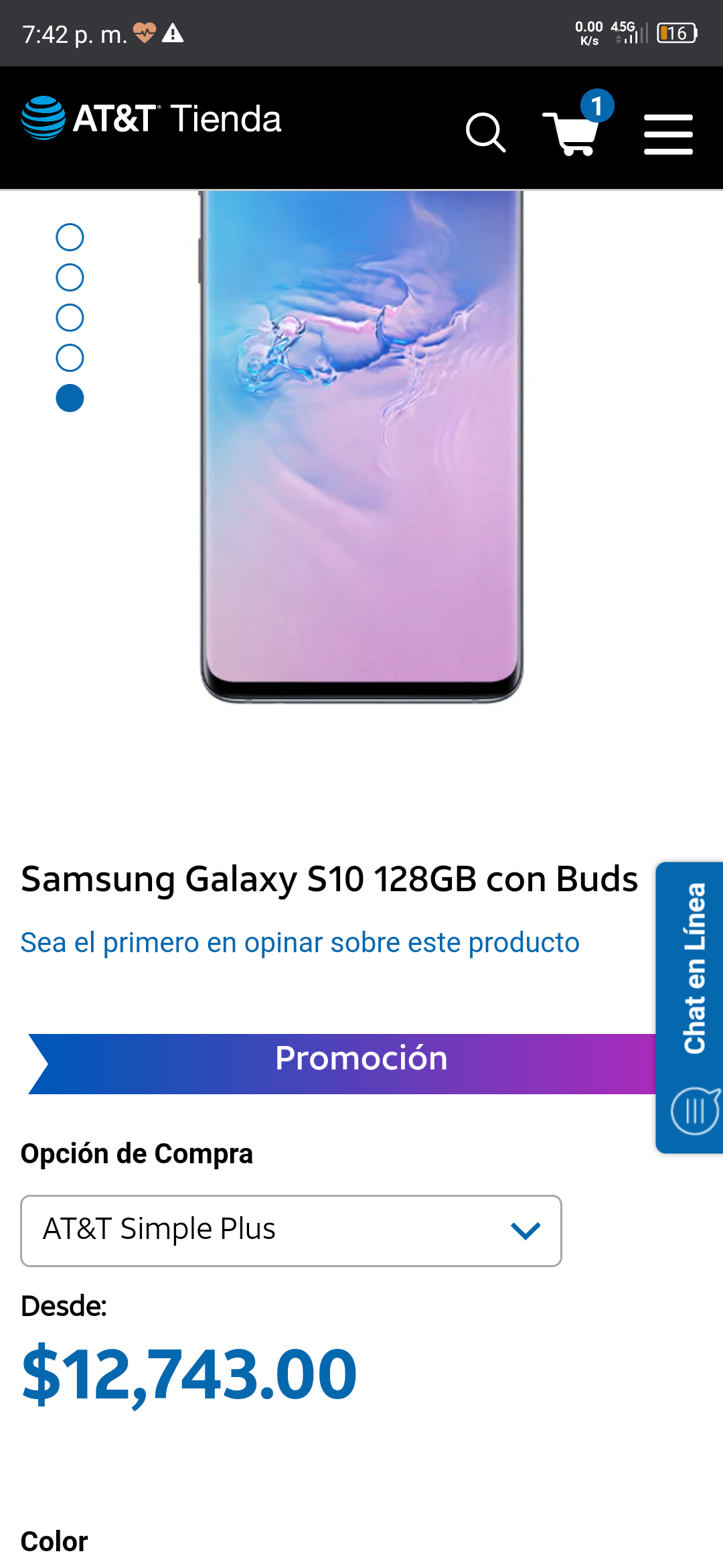 AT&T: Galaxy S10 con año de servicio más buds