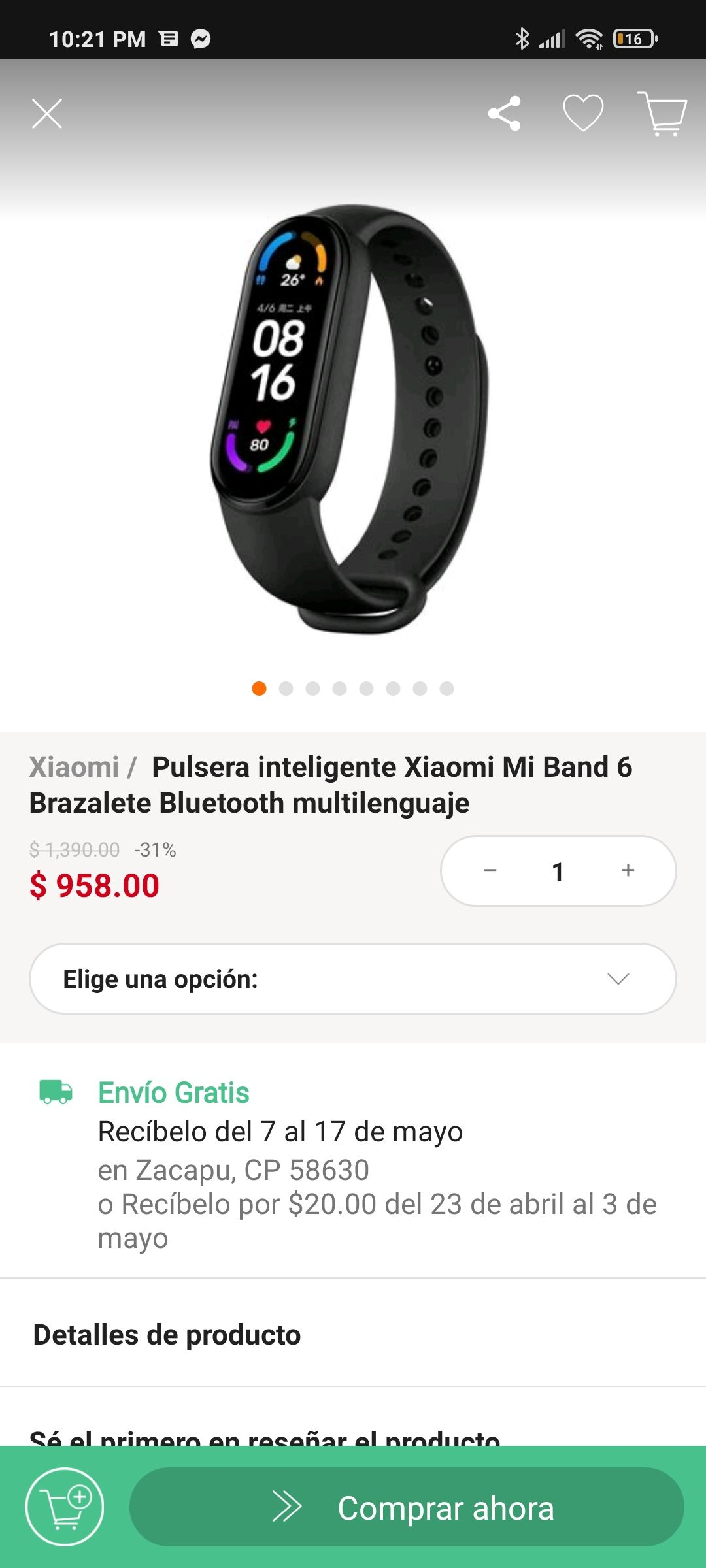 Linio: Xiaomi Mi Band 6 con PayPal