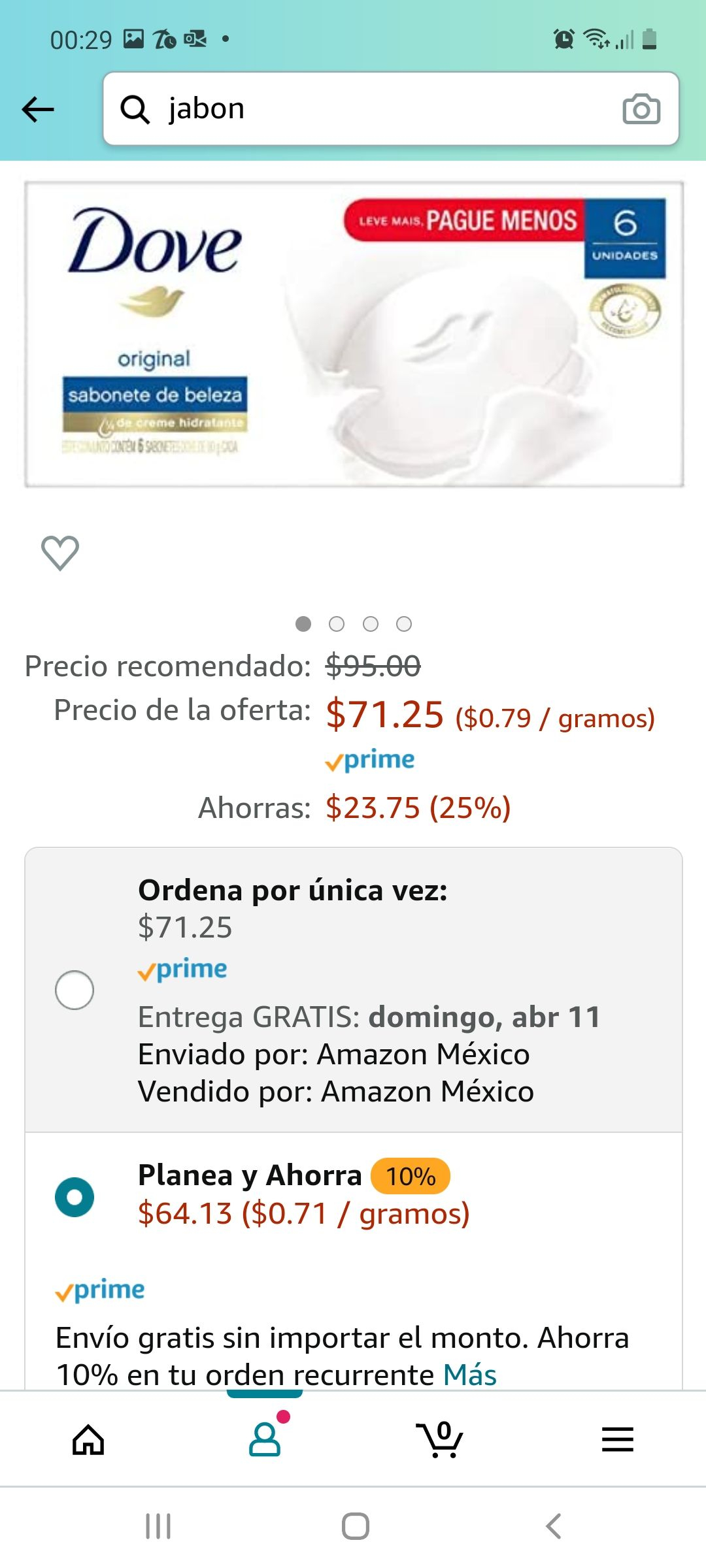 Amazon: Jabon Dove 90 gr