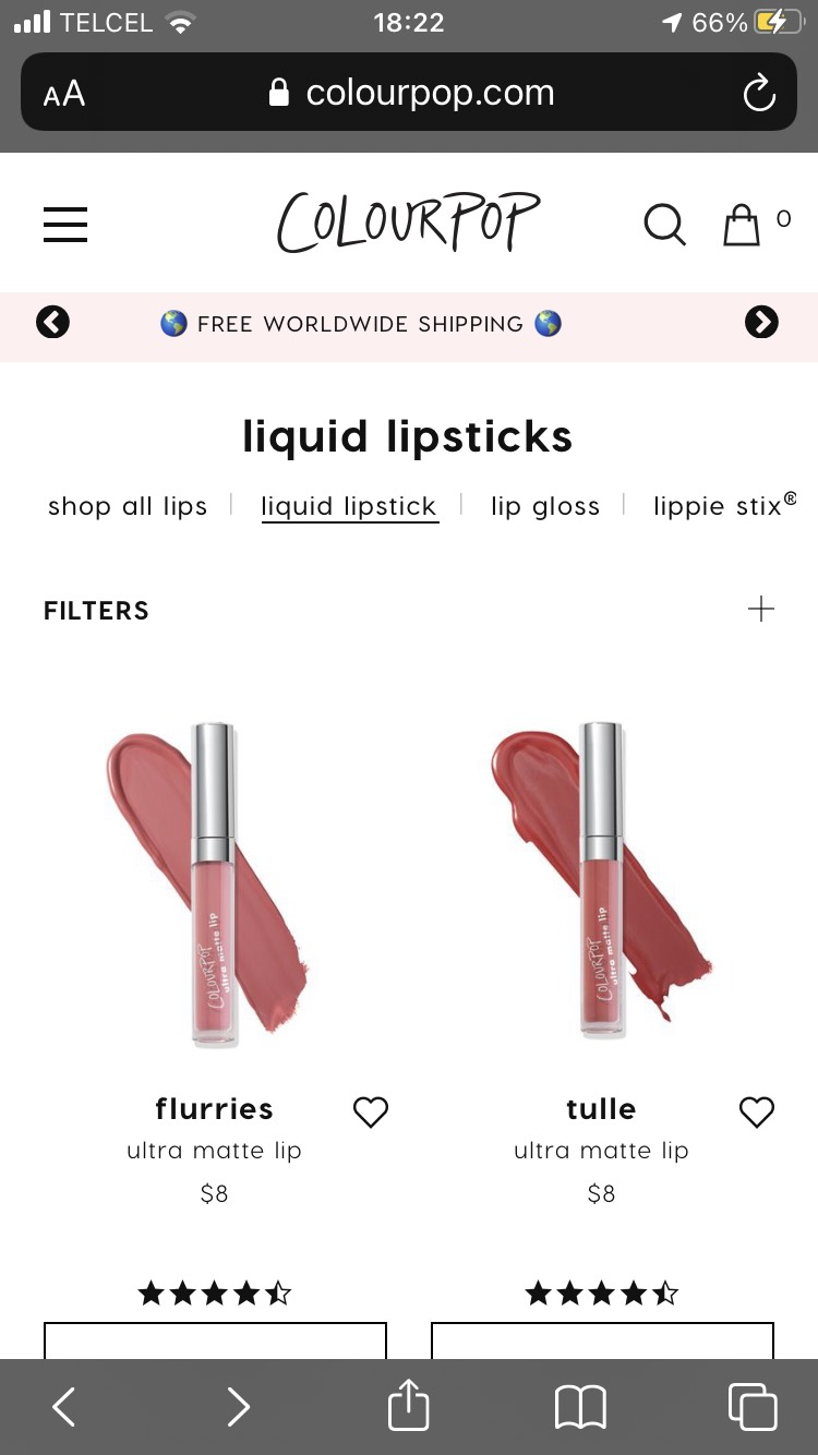 Colourpop: Envío internacional GRATIS