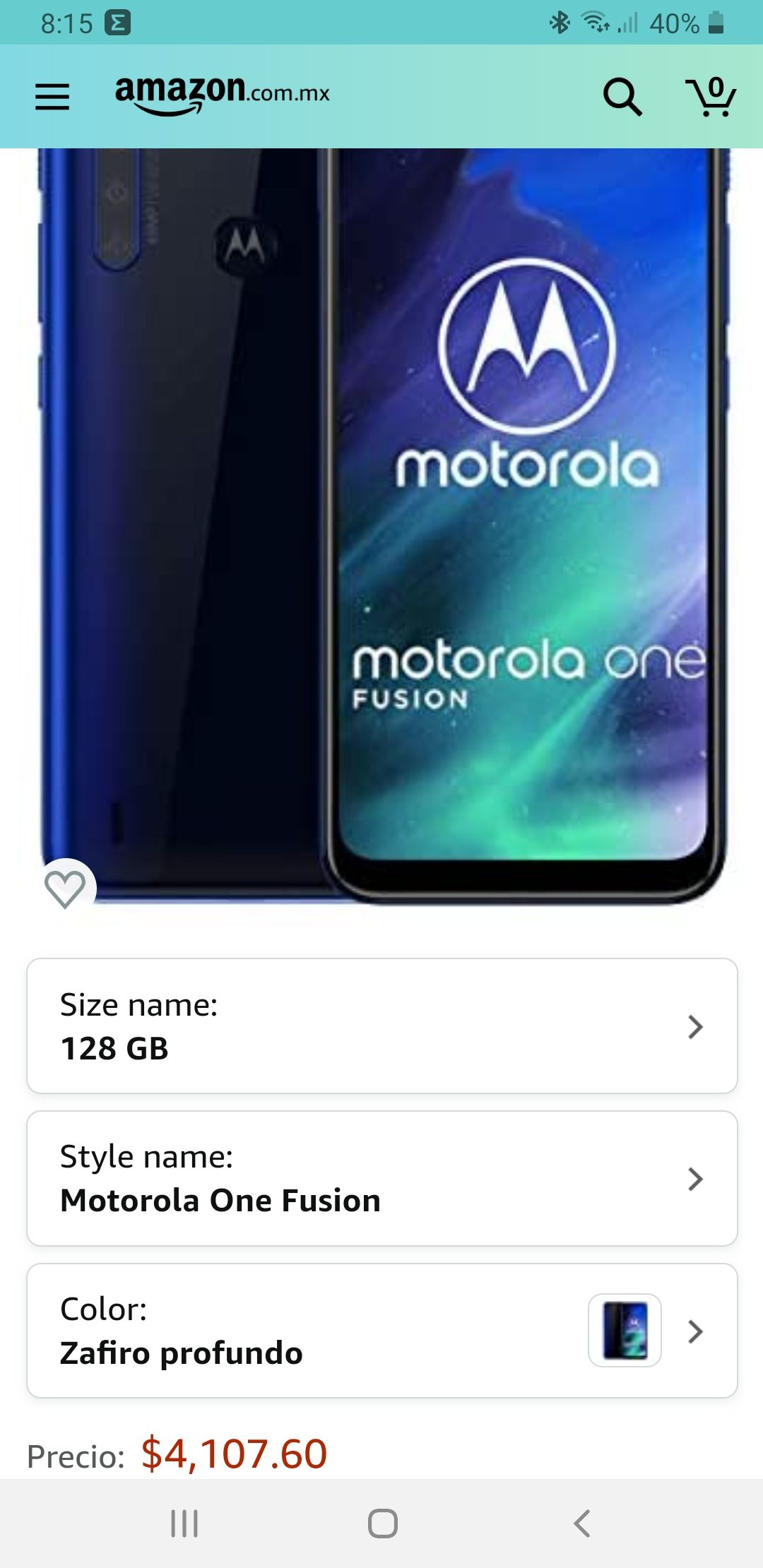 Amazon: Moto one Fusión 128 gb