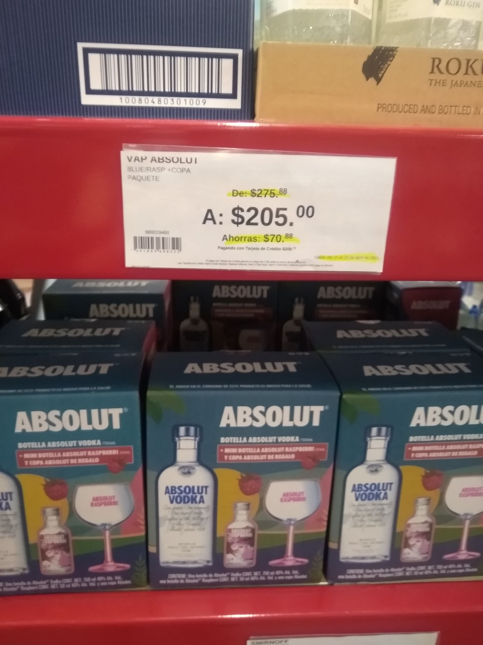 Sam's Club Portal Centro: Pack Absolut $205