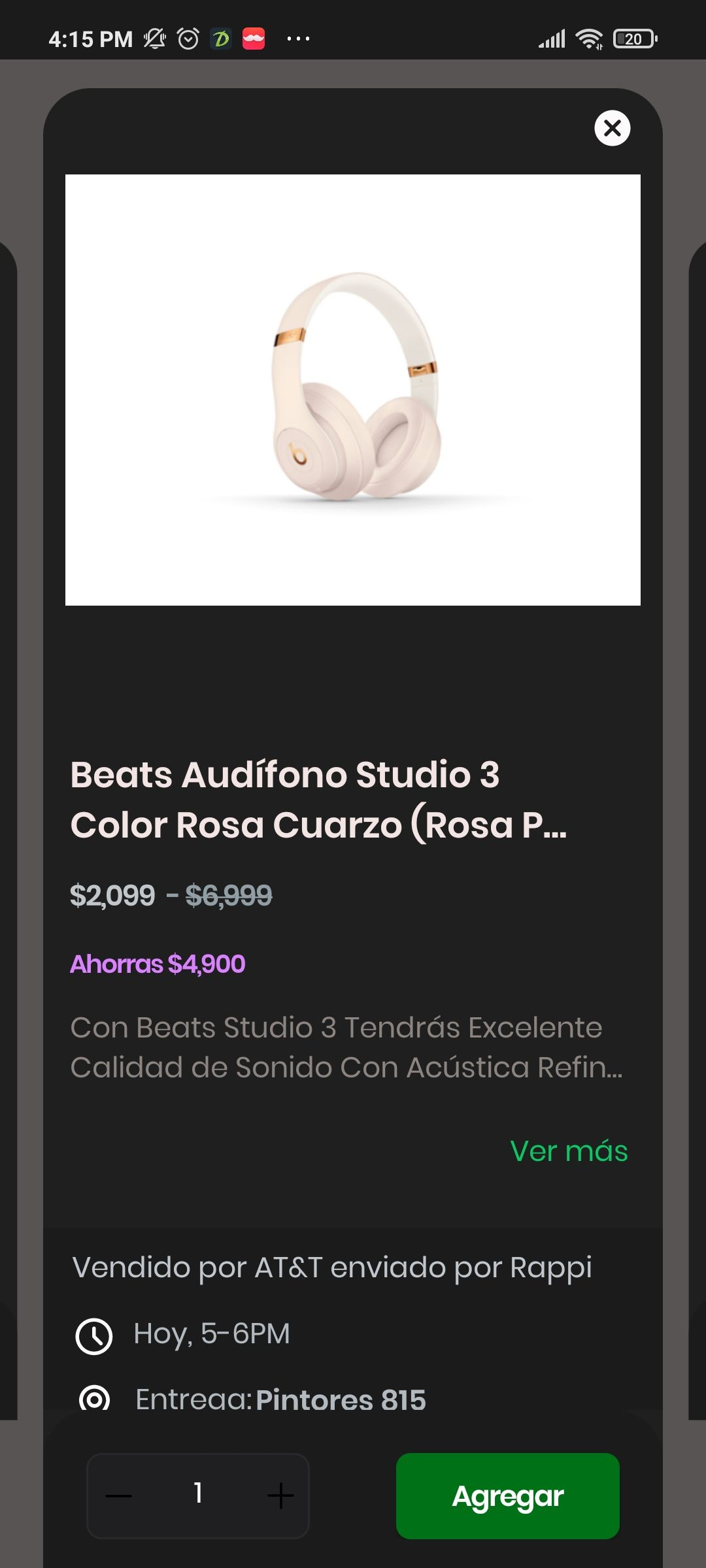 Rappi y AT&T: Audifonos Beats Estudio 3