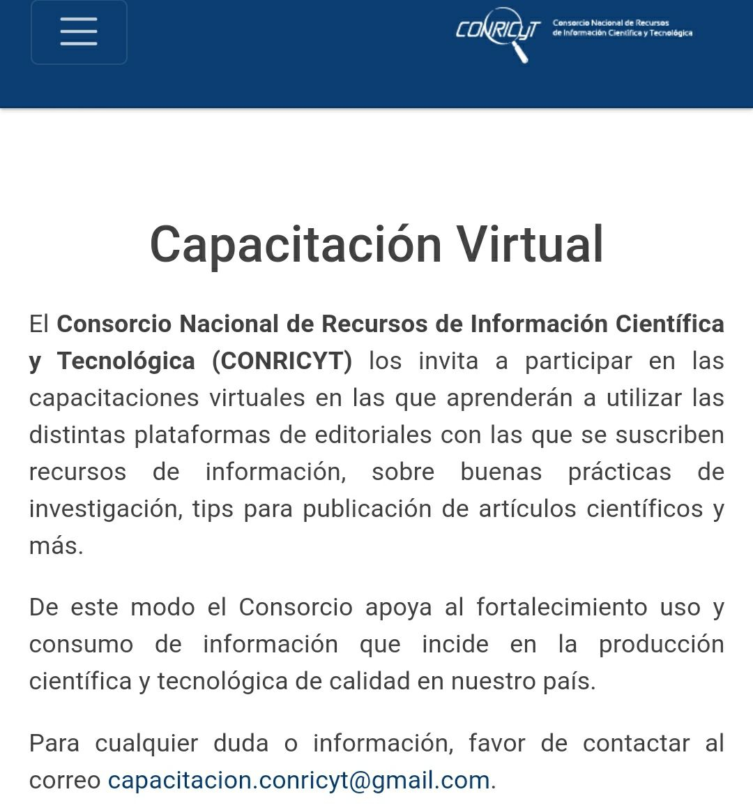 Capacitación Virtual CONRICYT