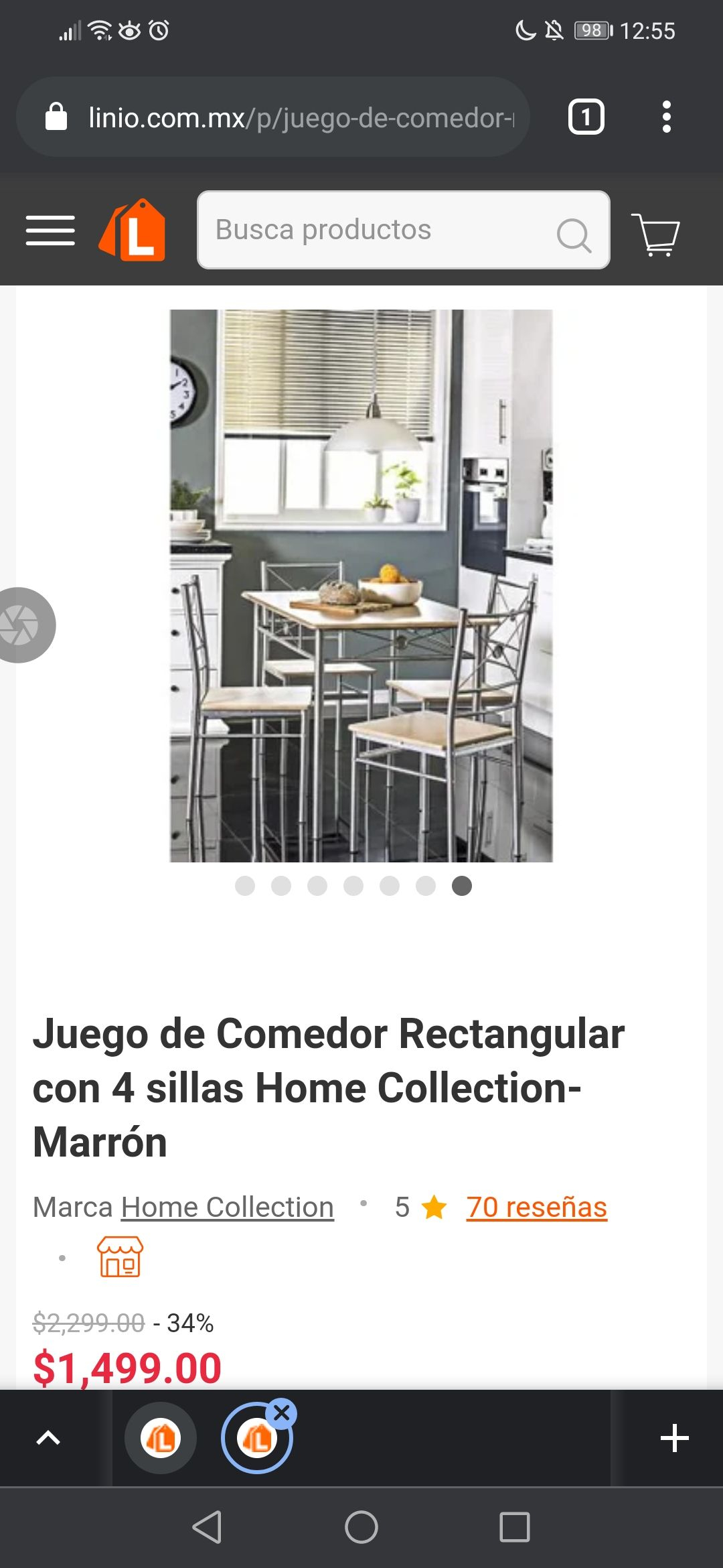 Linio Comedor tubular con 4 sillas