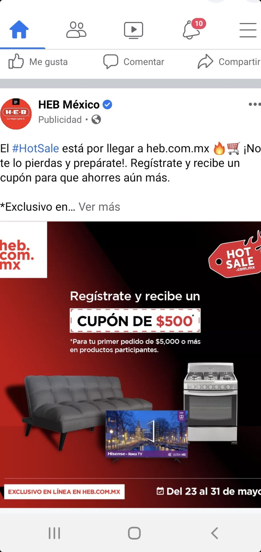 Hot Sale 2021 en HEB: Registrate y Recibe Cupon de 500