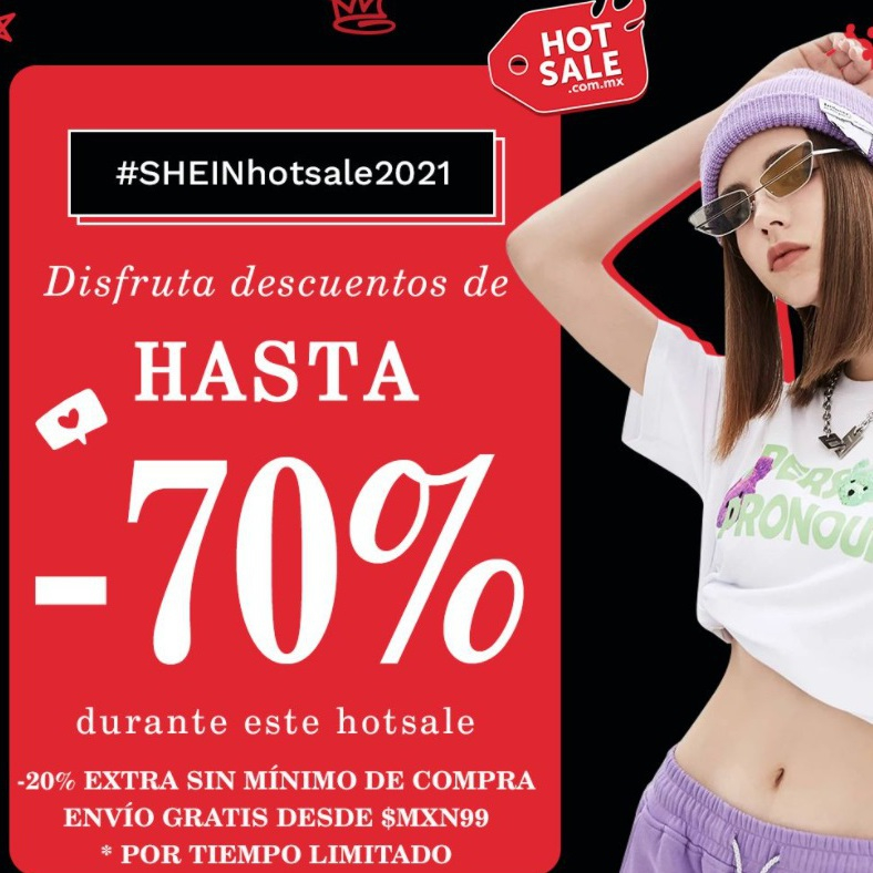 Shein Hot Sale 2021: Hasta 70% + 20% Adicional sin Mínimo de Compra + Envíos Gratis a Partir de $99