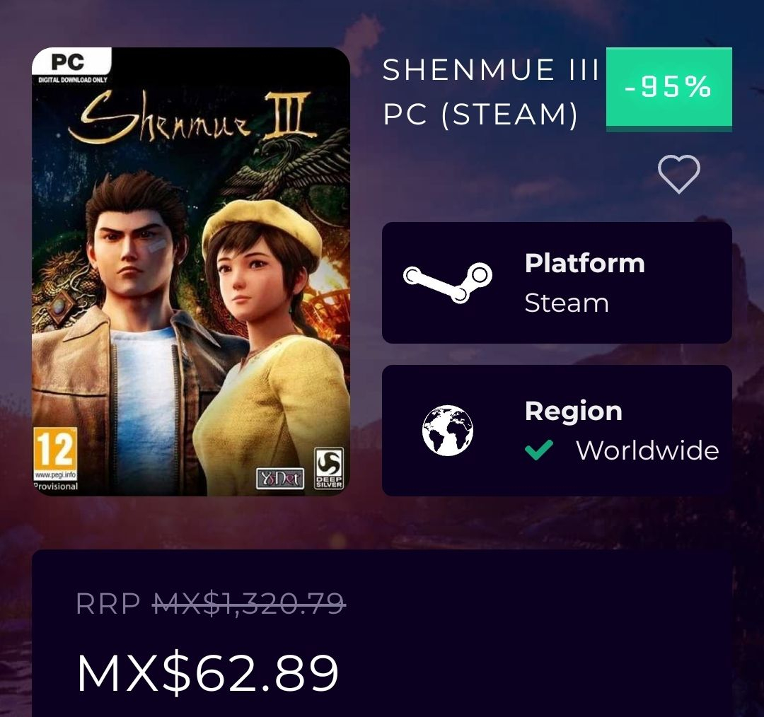 CdKeys: Shenmue 3 para PC (Steam)