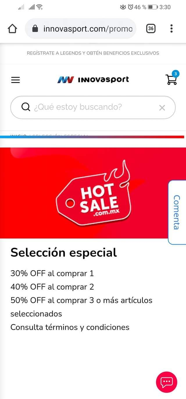 Innovasport: 50% de descuento a partir de 3 piezas artículos seleccionados