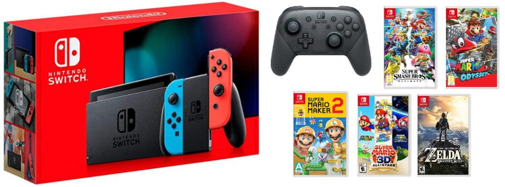 Amazon: Combo Consola Nintendo Switch + 5 juegos AAA + Switch Pro Controller pagando con Banorte