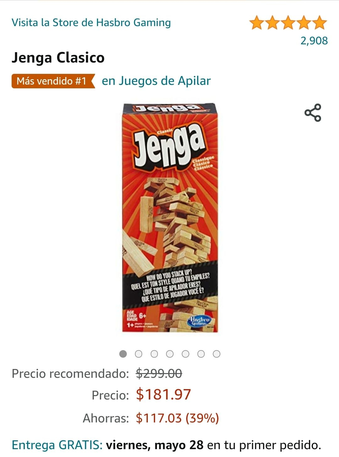 Amazon: Jenga Clásico