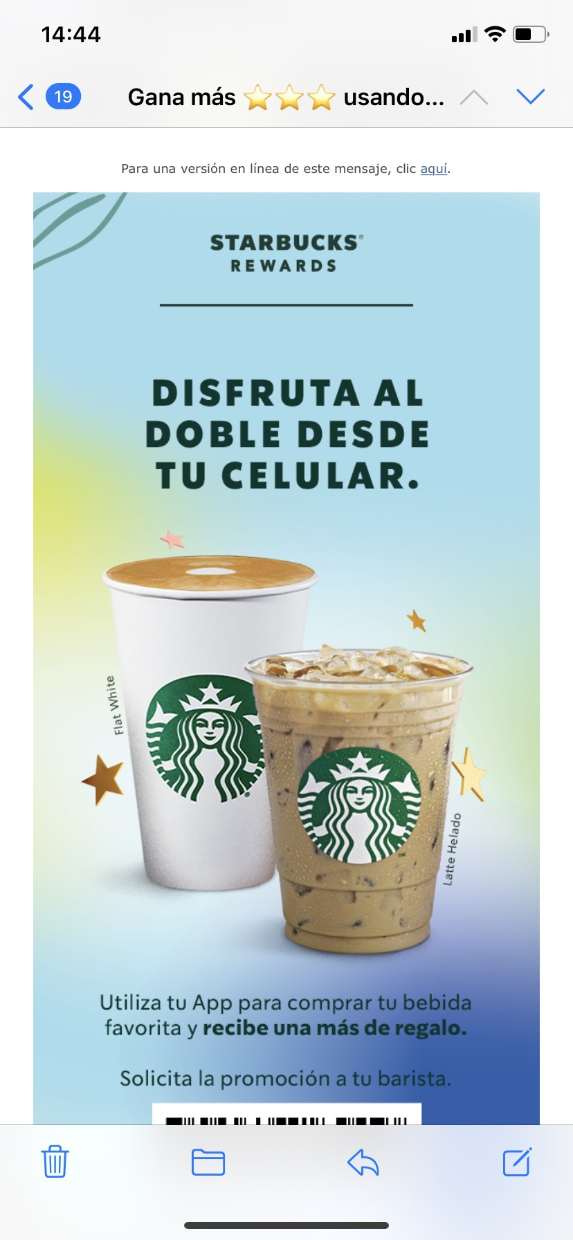 Starbucks Rewards: 2x1 variedad de cafés