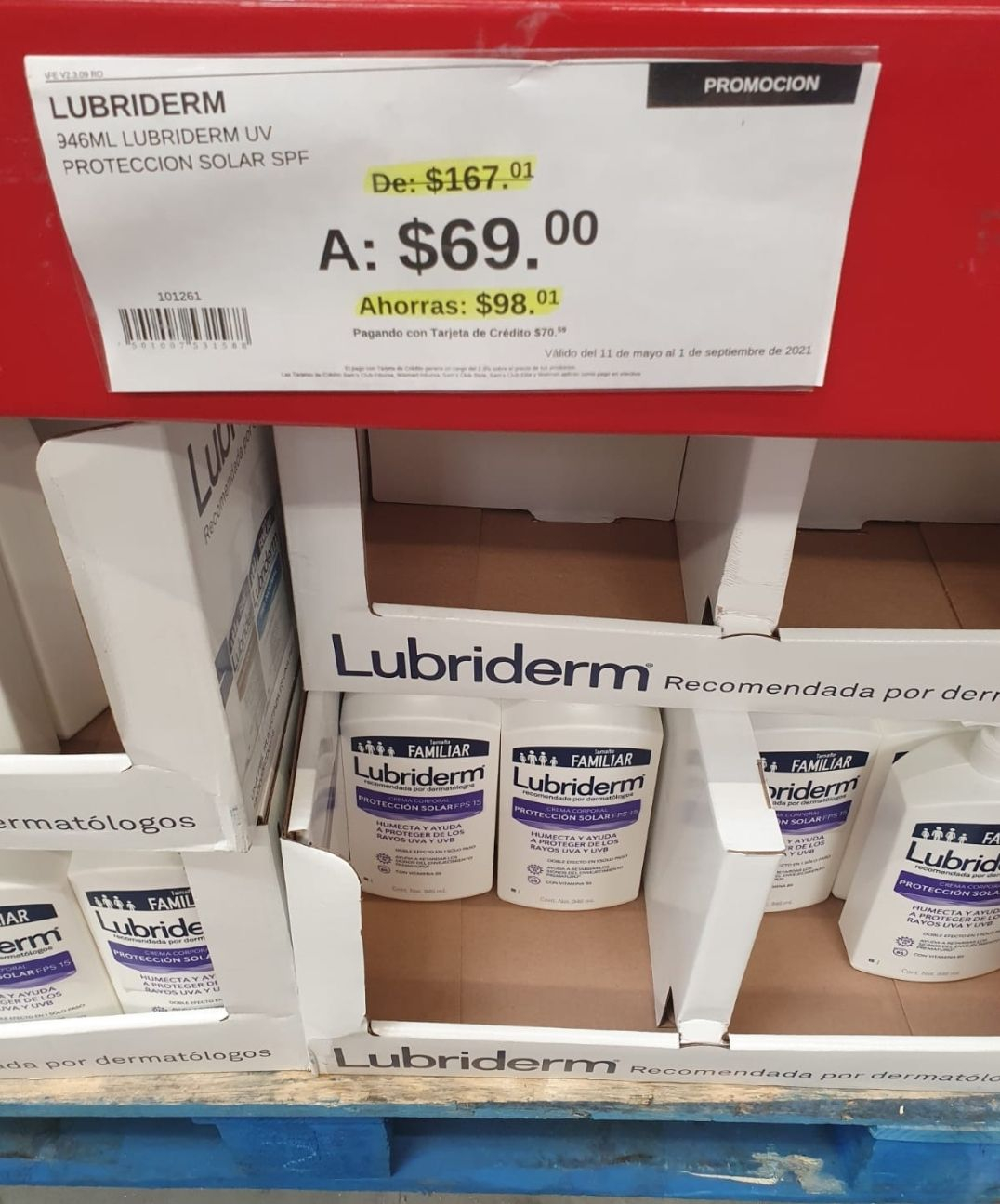 Sam's Club Nuevo Vallarta, crema Lubriderm UV