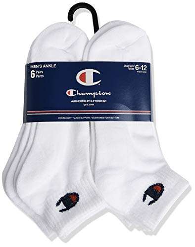Amazon: Paquete de 6 pares de calcetines Champion color blanco ($182 el paquete de gris/blanco/negro) | Envío gratis con Prime