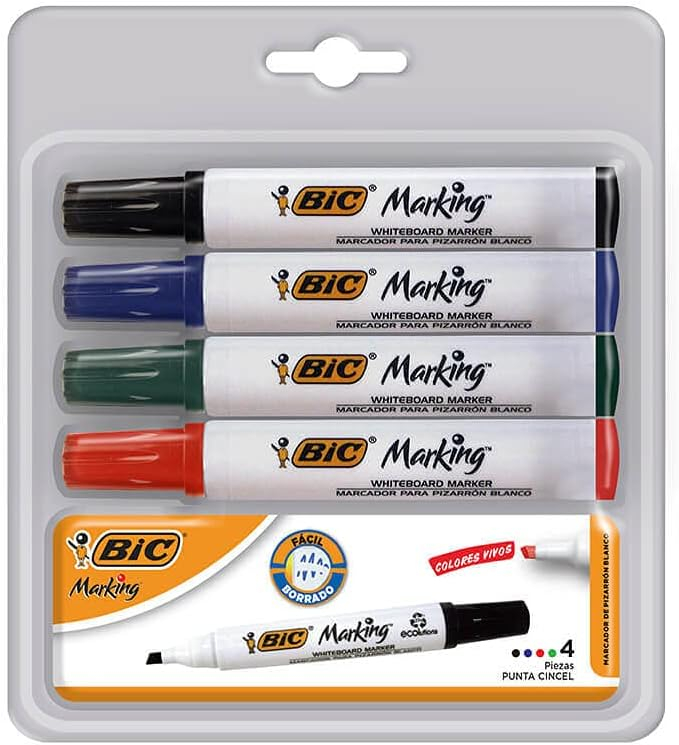 Amazon: BIC, Marcador de Pizarrón, Borrado Fácil, Olor Suave, Marking, Surtido de Colores Clásicos (precio al comprar 4 + 1 maruchan)