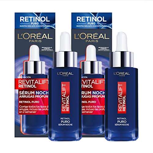 Amazon: L'OREAL PARIS Kit 2 pack sérum Revitalift Retinol puro anti-arrugas 30ml,Blanco