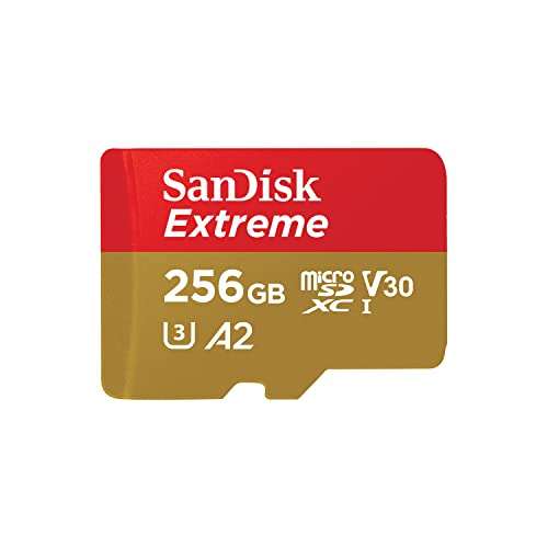 Amazon: SanDisk Tarjeta microSDXC Extreme de 256 GB + Adaptador SD + RescuePRO Deluxe, hasta 190 MB/s, con A2 App Performance